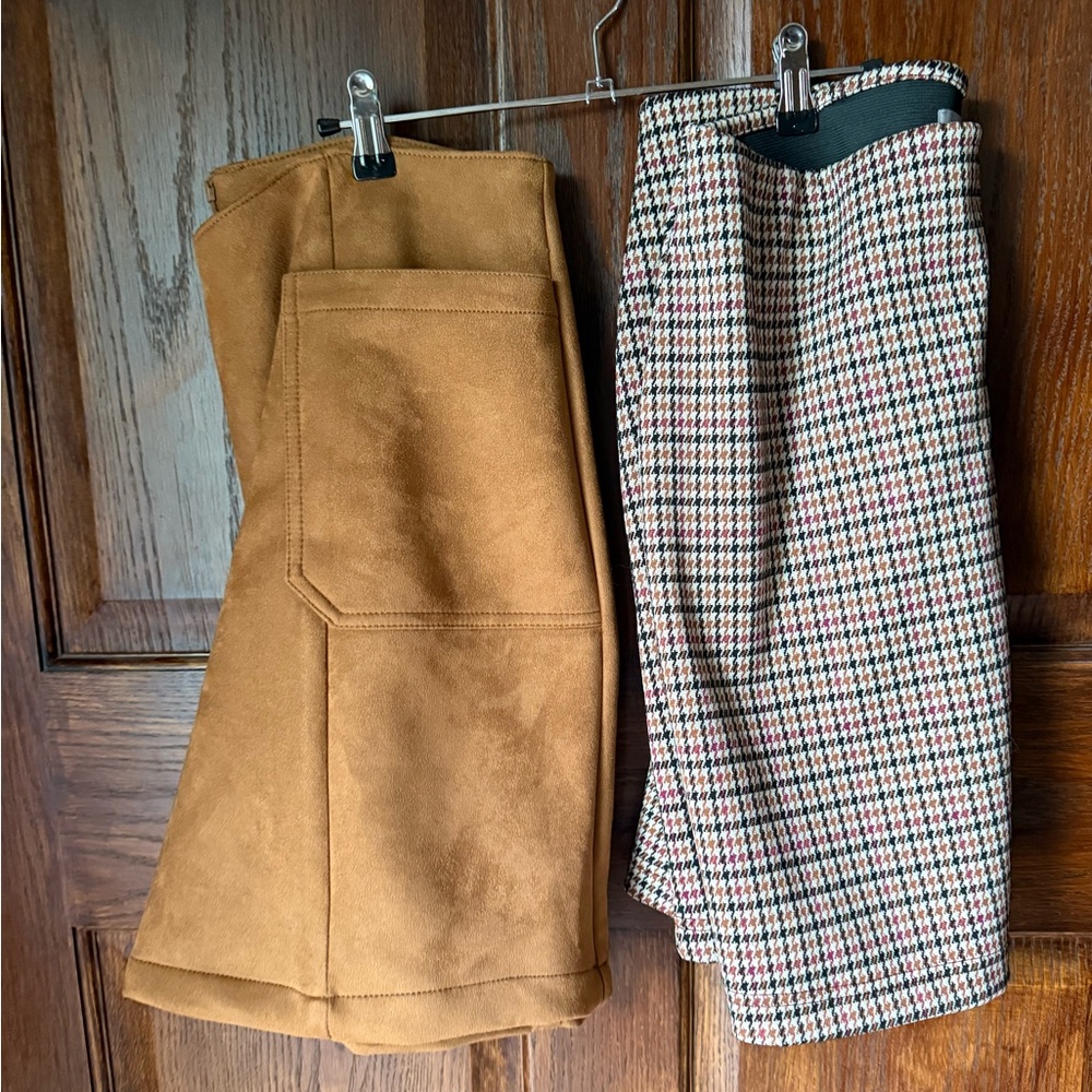 Set of 2 Maurices skirts - suede & houndstooth